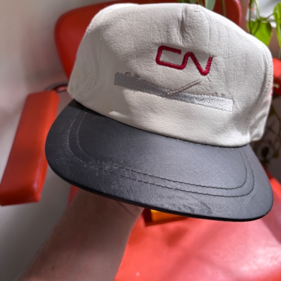 vintage CN Railway Glue Crew 1999 Leather trucker hat snapback RARE trains - Picture 3 of 9